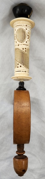 **19th C. Bone, Baleen, & Wood Sewing Clamp