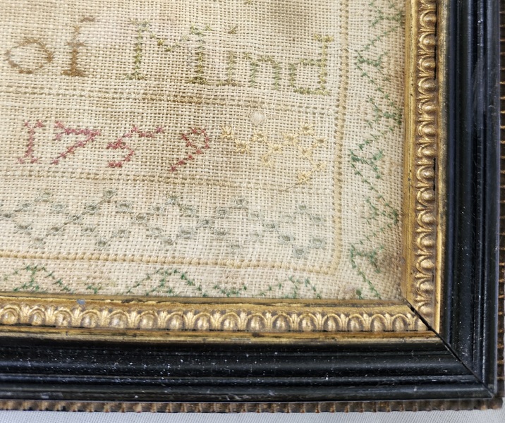 Sgnd. 1759 Silk on Linen Sampler w/Religious Poem