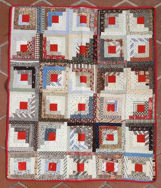 **Antique Log Cabin Crib Quilt in Early Fabrics
