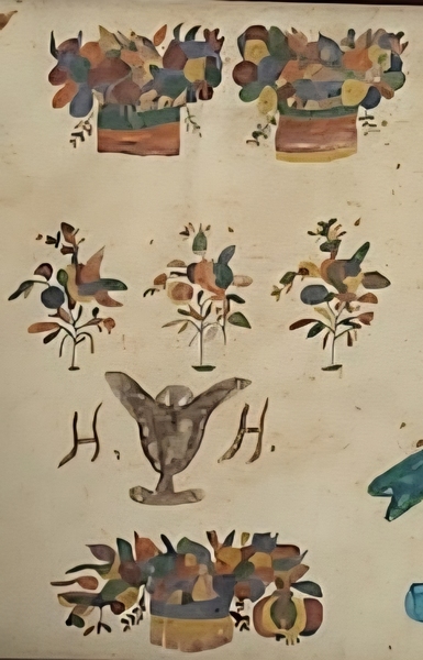 **Antique Mid 19th C. PA. Amish Fraktur Ex McClard