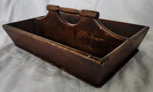 19th C. Cutlery Tray in Old Dark Red Paint