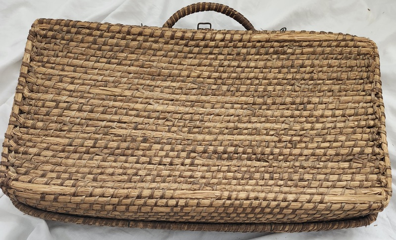 Rare Antique PA. Folk Art Rye Grass Suitcase