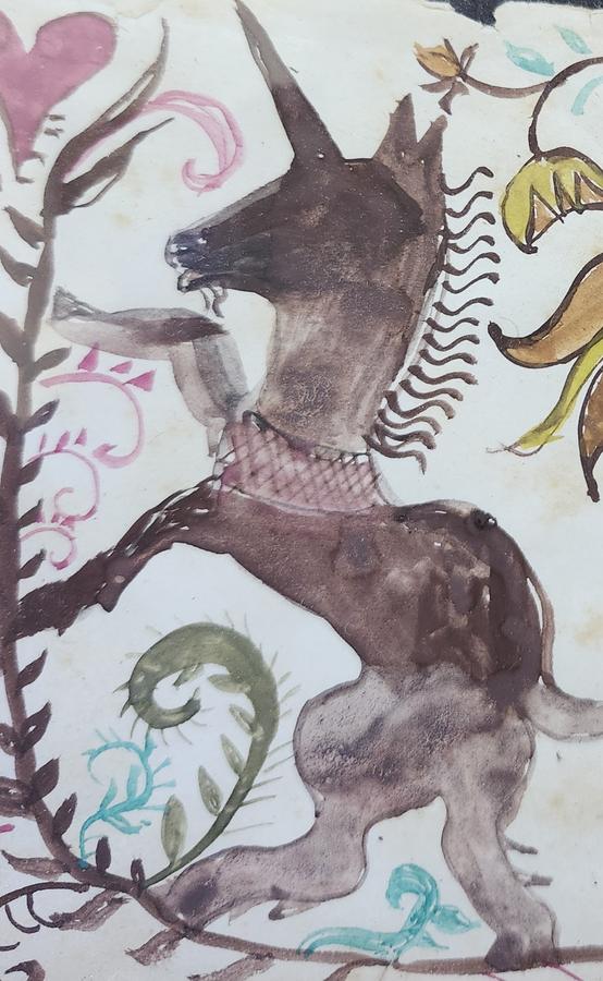 Antique Folk Art Unicorns Fraktur Watercolor