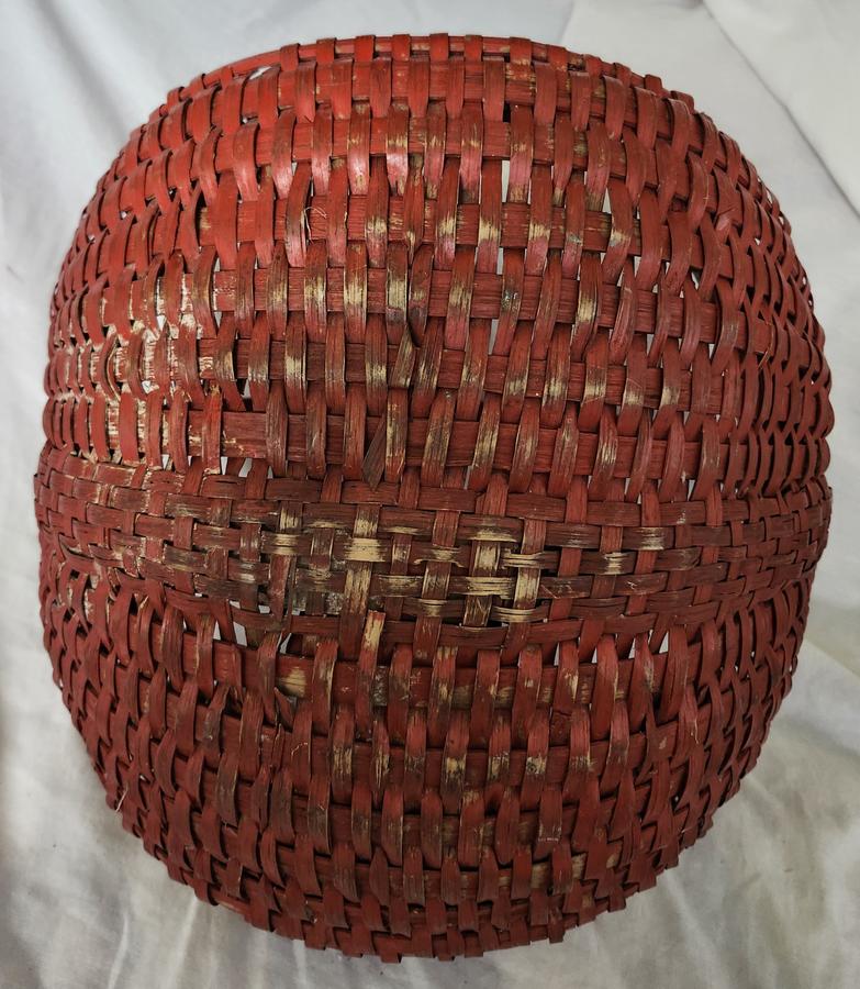 Antique Red Painted Buttocks Basket-Ex Hawkins