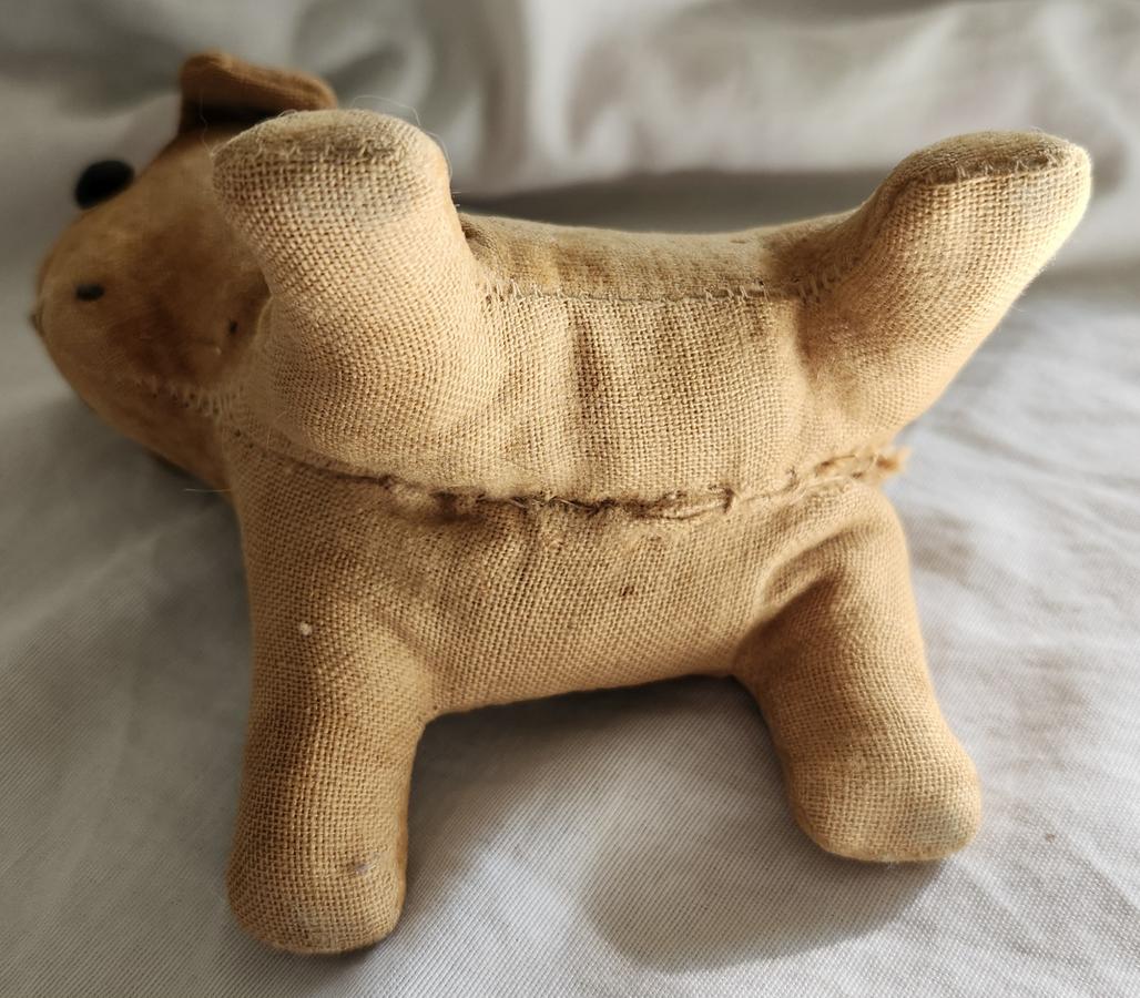 Antique Folk Art Velvet Dog Pin Cushion Whimsy