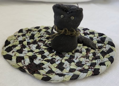 Dear Antique Cat on Rug Pincushion Whimsy