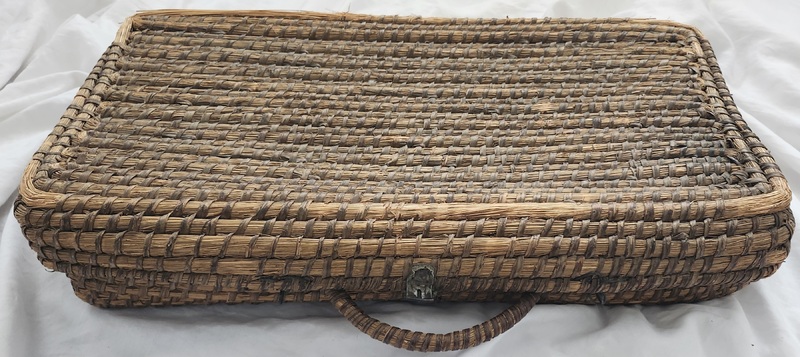 Rare Antique PA. Folk Art Rye Grass Suitcase