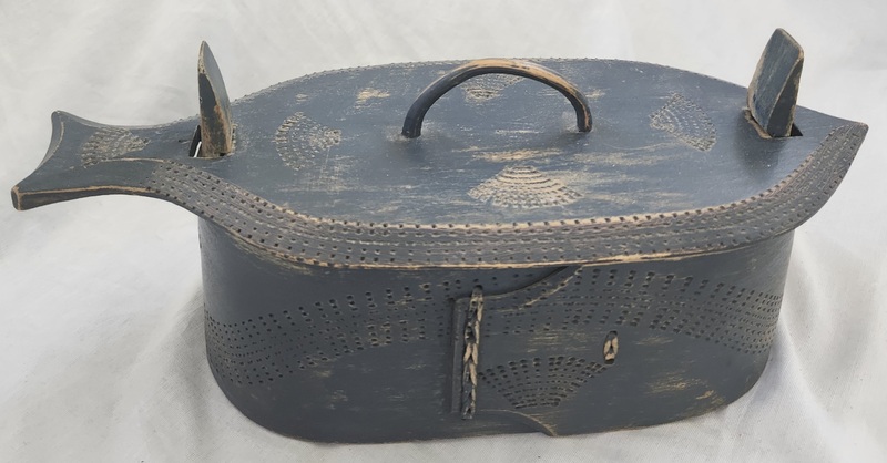 Antq. Scandinavian Fish Form Tine Box w/Provenance