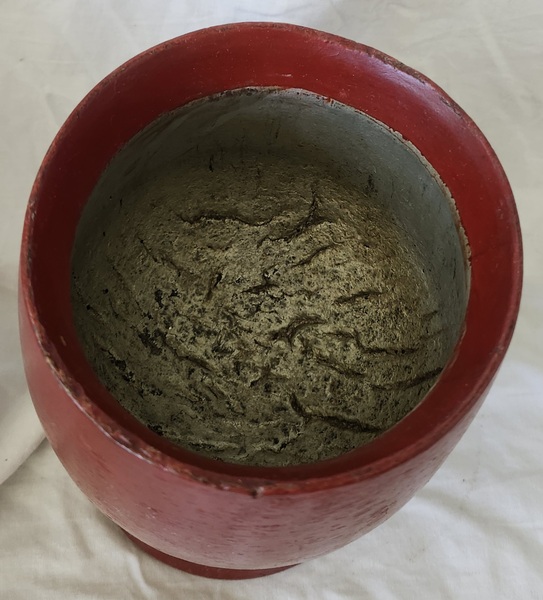 **Antique Mortar & Pestle in Old Red w/Zinc Lining