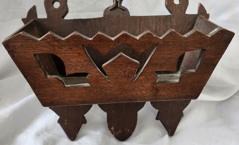 Unique Antique Folk Art Wall Box w/Carved Man