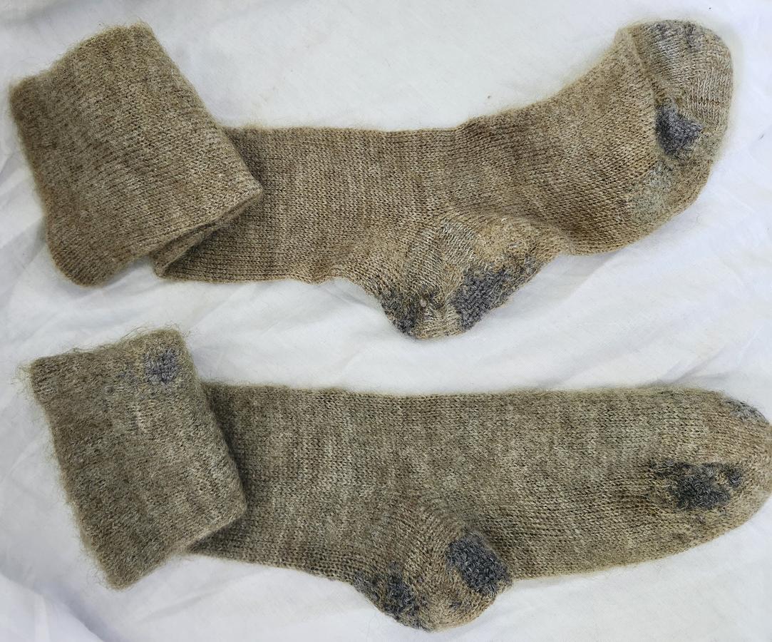 Pr. Antique Wool Socks w/Amana, Iowa Provenance