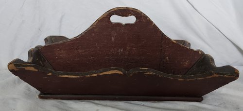 19th C. Knife Box w/Scalloped Design & Orig. Paint