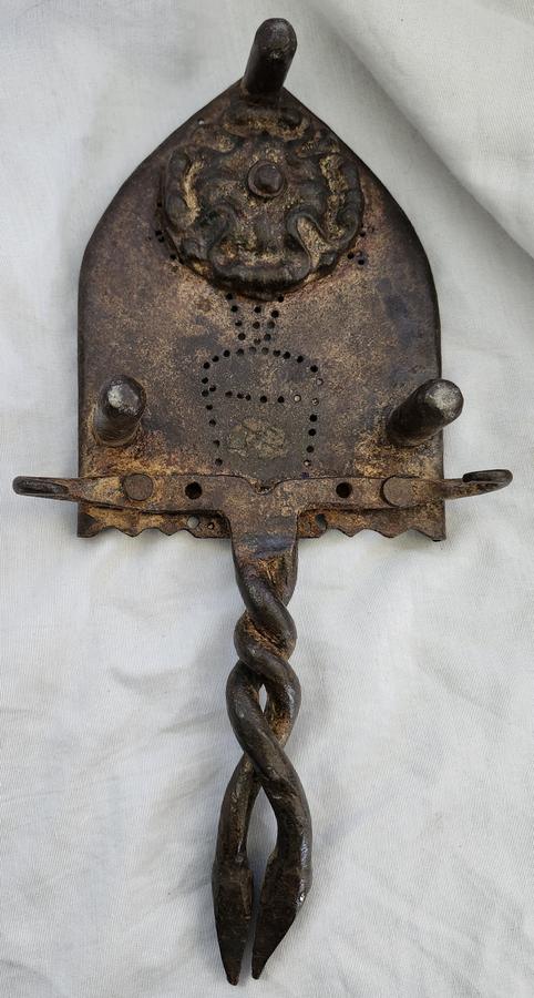 Antique Folk Art Wrought Iron Trivet w/Flower Pot