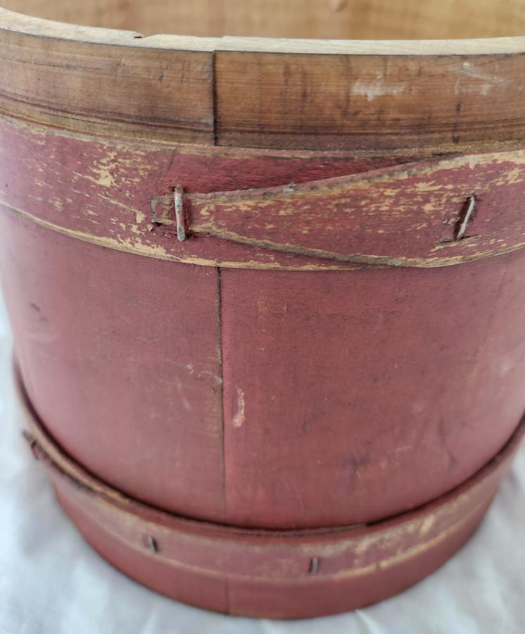 Antique Primitive Maine Firkin in Old Red Paint