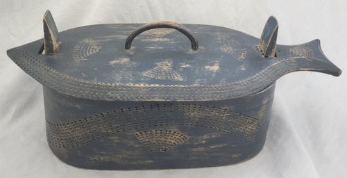 Antq. Scandinavian Fish Form Tine Box w/Provenance