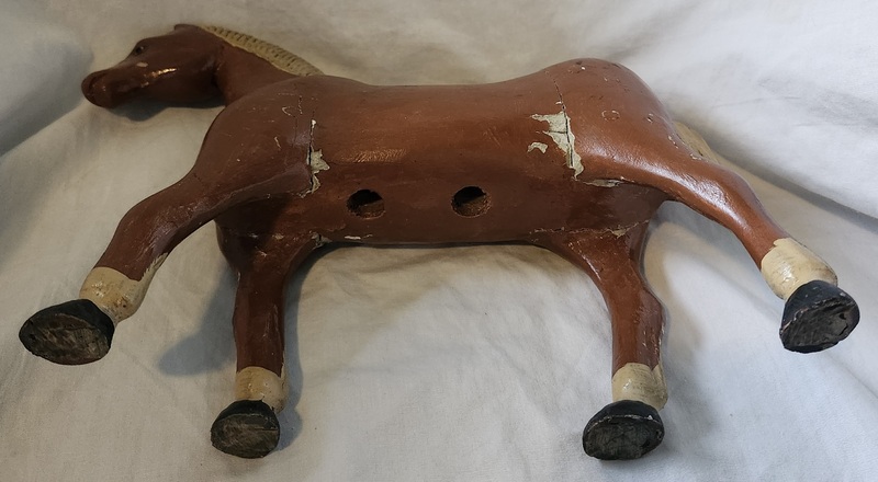 Vntg. 9 1/4" Tall Folk Art Carved & Painted Horse