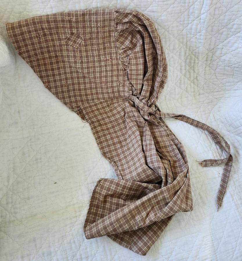 Vintage Make-Do Prairie Bonnet in Brown Plaid