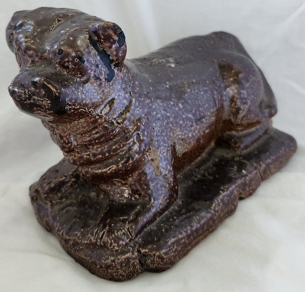 **Antique Folk Art Sewer Tile Pottery Dog