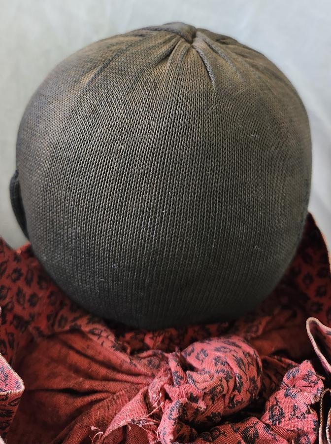 Antq. Black Rag Doll-Bone Button Eyes Ex Hadfield