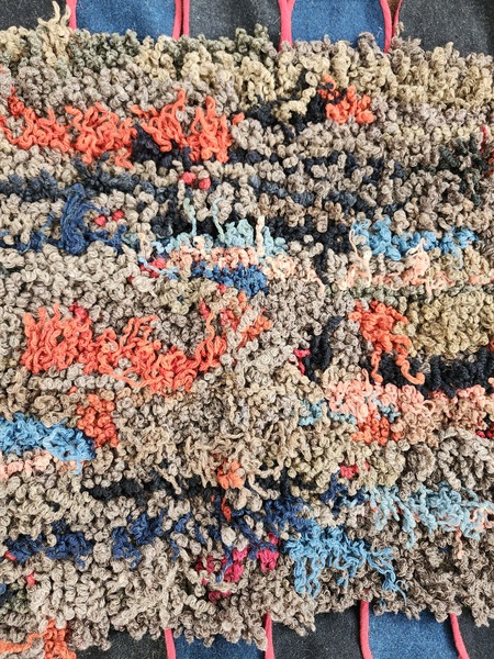 **Antq. 1920 Hooked Rug w/Cat's Tongues Ex Wahler