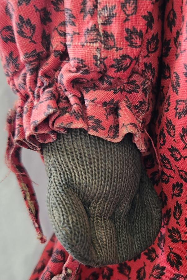Antq. Black Rag Doll-Bone Button Eyes Ex Hadfield