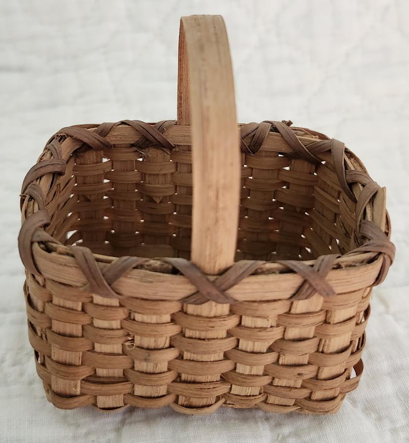 Tiny 3" Vintage Rectangular Gathering Basket