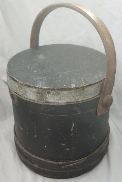 **Antique Primitive Firkin in Old Black Paint