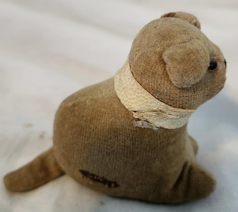 Tiny Antique Velvet Dog Pin Cushion Whimsy