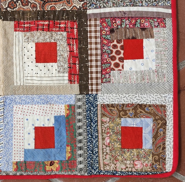 **Antique Log Cabin Crib Quilt in Early Fabrics