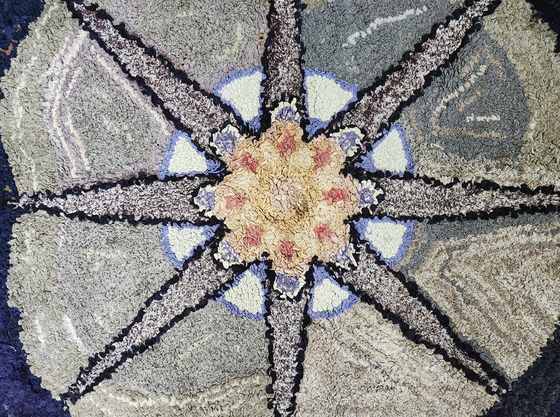 **19th C. Folk Art Nautical Hooked Rug Ex Goodnow