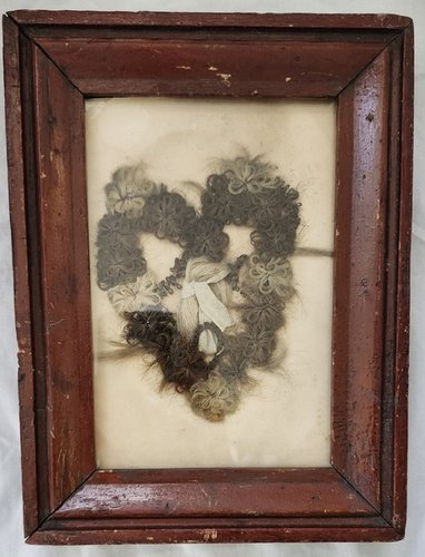 **19th C. Folk Art Heart Form Hair Love Token