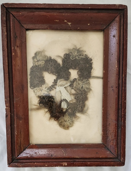 **19th C. Folk Art Heart Form Hair Love Token