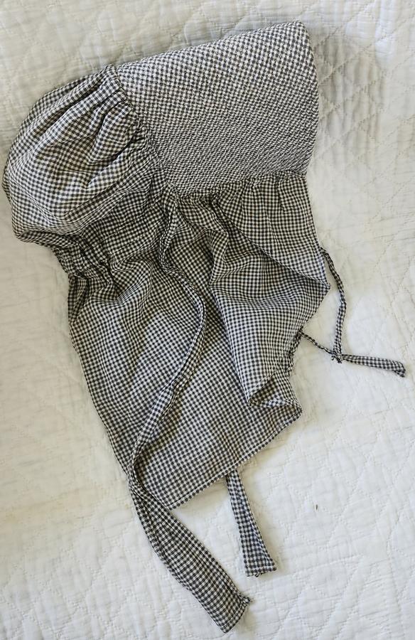 Vintage Black & White check Prairie Bonnet