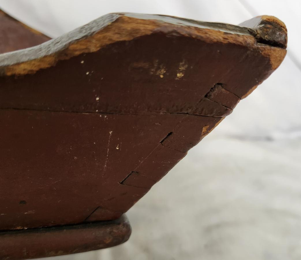 19th C. Knife Box w/Scalloped Design & Orig. Paint