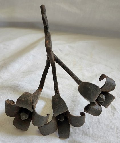 19th C. PA. Betty Lamp Hanger w/3 Flowers