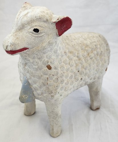 **Antique Painted Redware Sheep Bank