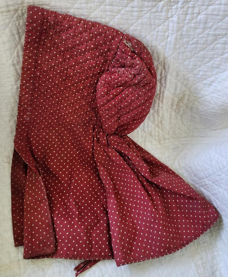 Vintage Red & White Polka Dot Prairie Bonnet