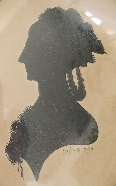 **1796 Sgnd. Silhouette of Woman w/Acorn Hanger
