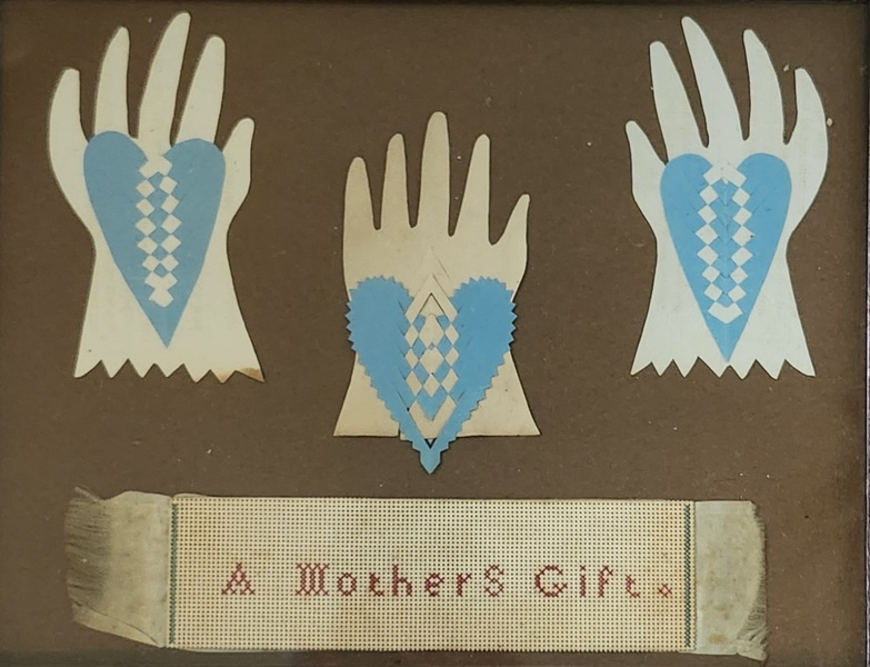19th C. Folk Art Heart in Hand "A Mothers Gift"
