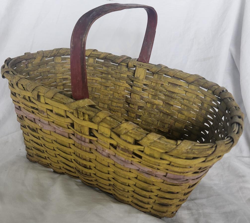 Antique Primitive Basket in Original 3-Color Paint