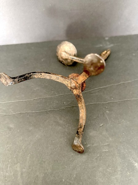 Mid 18th C. Tripod Rushlight W Candle from Ohio
