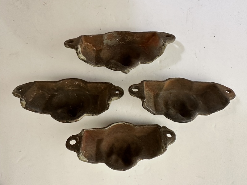 Set of Four 1880s Painted Dog Head Drawer Pulls