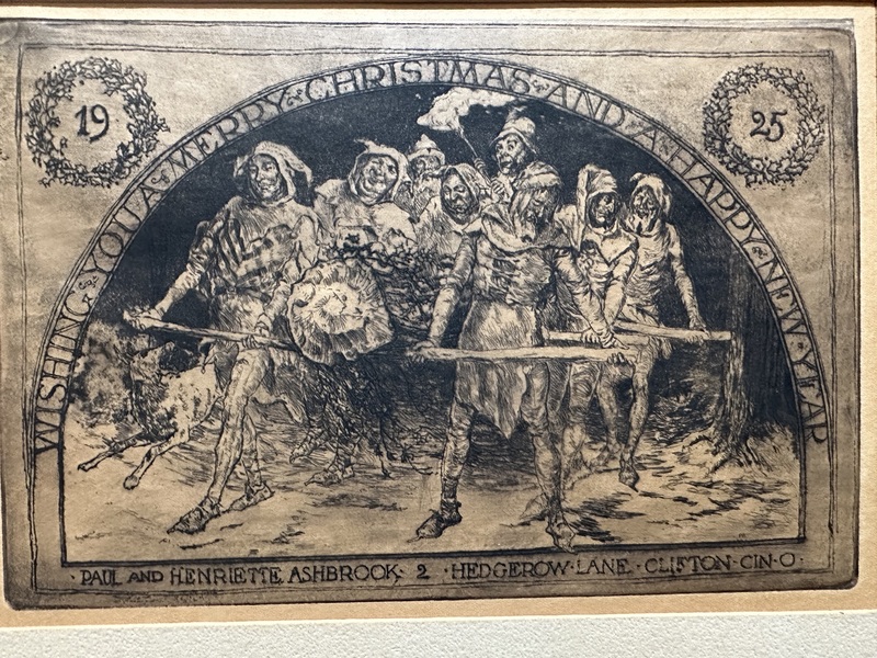 Original 1924 Paul Ashbrook Christmas Card Etching
