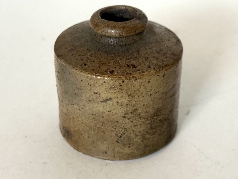 Early Miniature Stoneware Inkwell