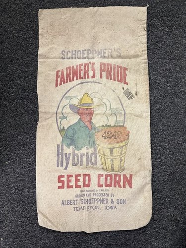 Scarce Vintage Farmers Pride Lg Corn Sack Iowa