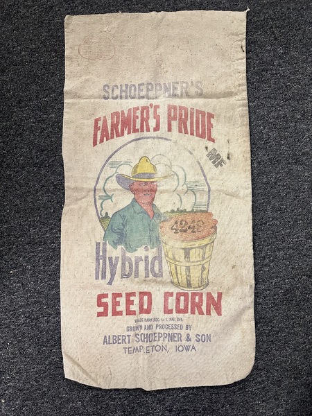 Scarce Vintage Farmers Pride Lg Corn Sack Iowa