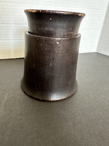 Early Two Piece Painted Treen Ware Dice Cups