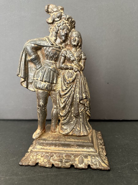 Cast Iron Doorstop Cavalier with Pretty Girl