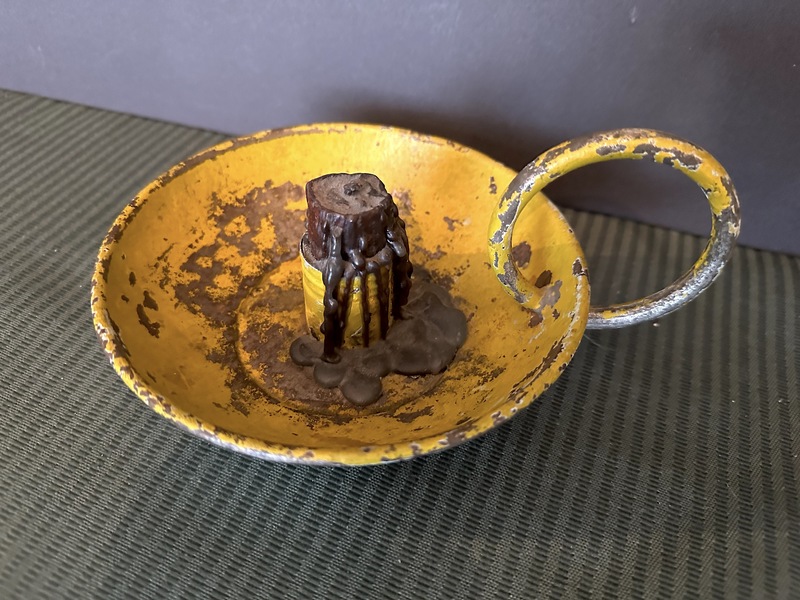 Big Ring Deep Mustard Paint Candle Chamberstick