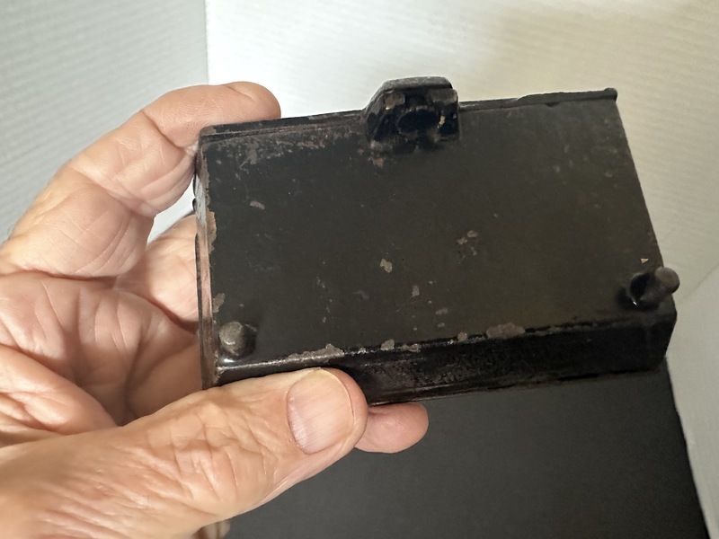 1872 Cast Iron Match Safe W Paint W Nice Relief